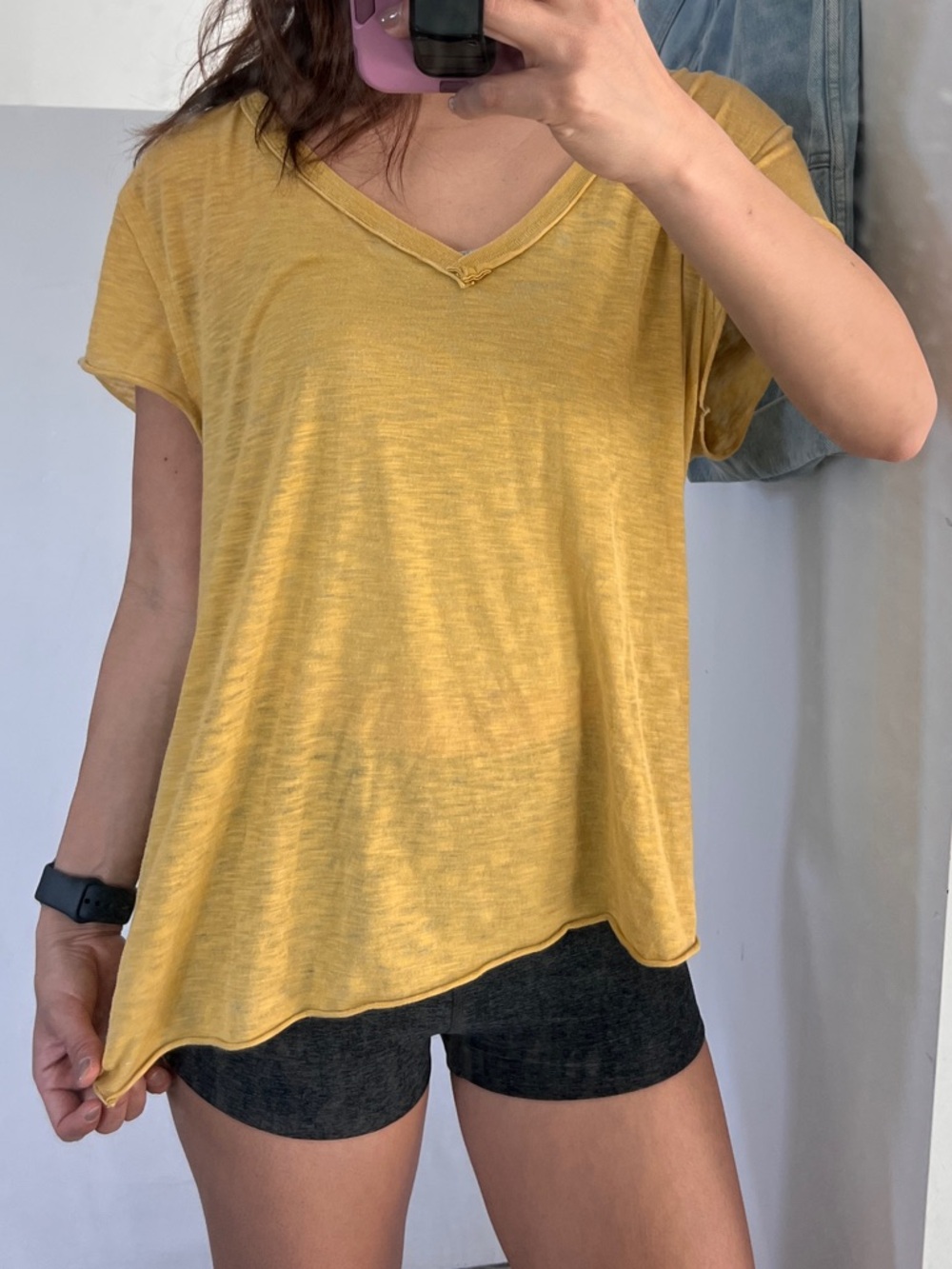 We The Free Mustard Yellow Knit Top m **holes